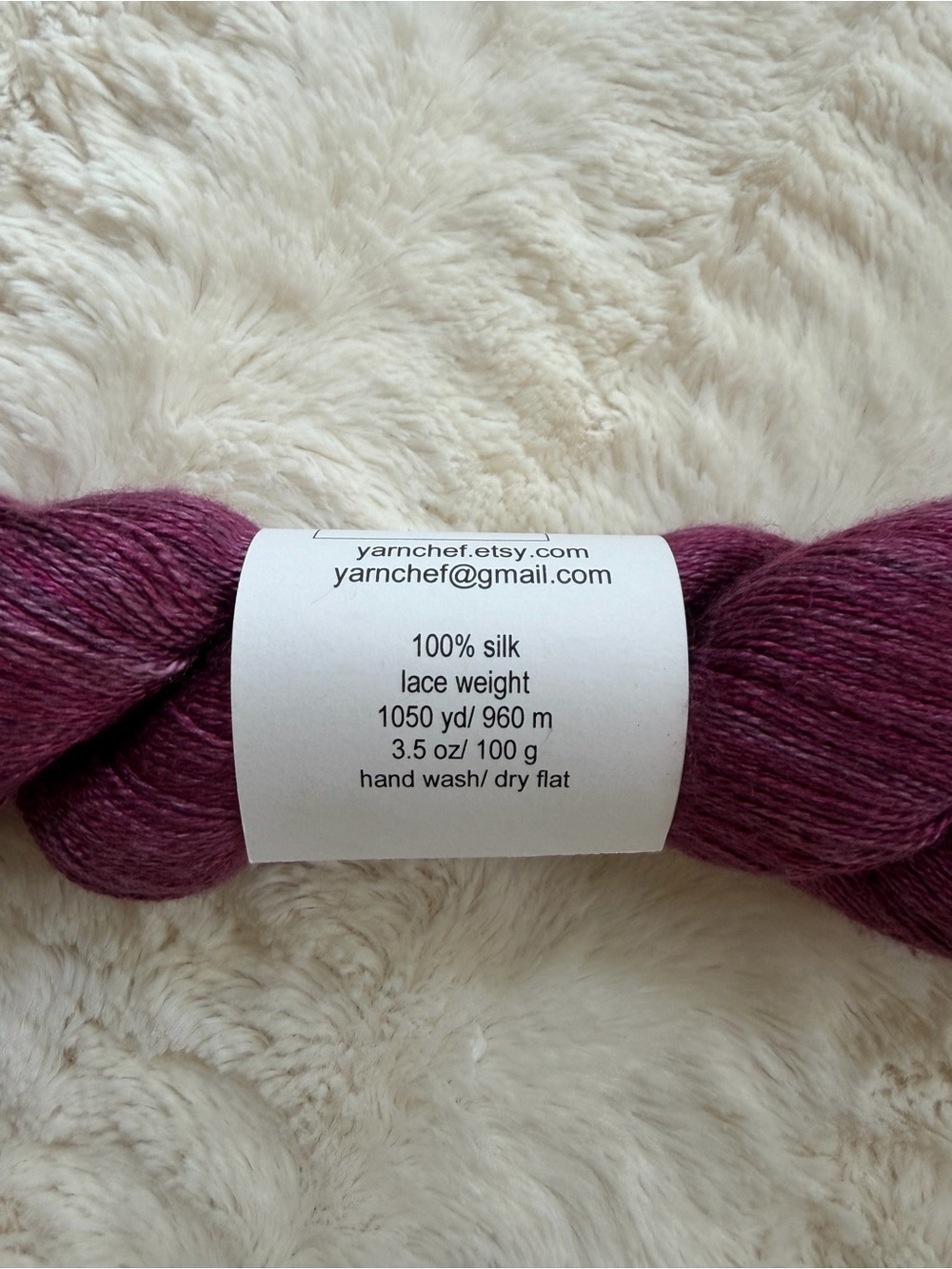 Yarn Chef 100% Silk Hand Dyed Purple Lace Weight Yarn - Picture 3 of 5